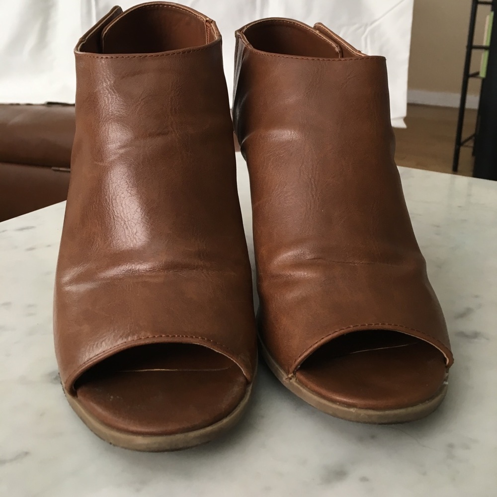 Vegan Leather Booties - Open Toe with Buckle Strap